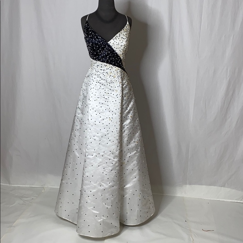 Black and white gown